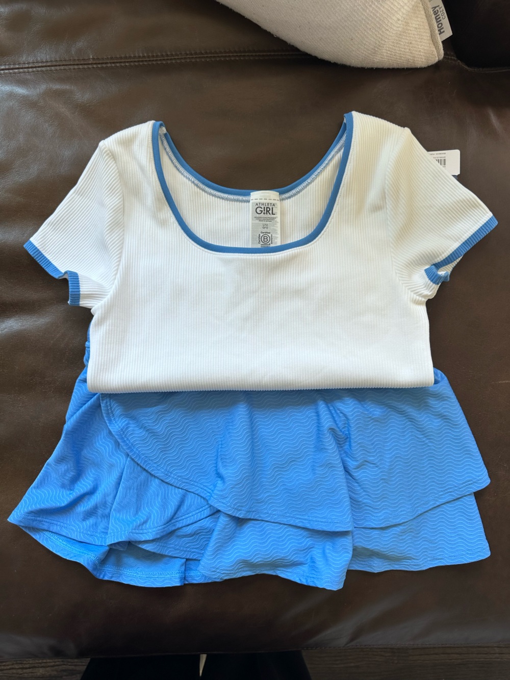 NWT Athleta Girl L 12 Rise Above Crop Tee + Serve Skort Outfit Set